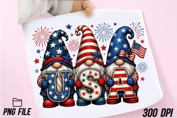 4th of July Gnomes PNG: Funny Fourth of July Clipart