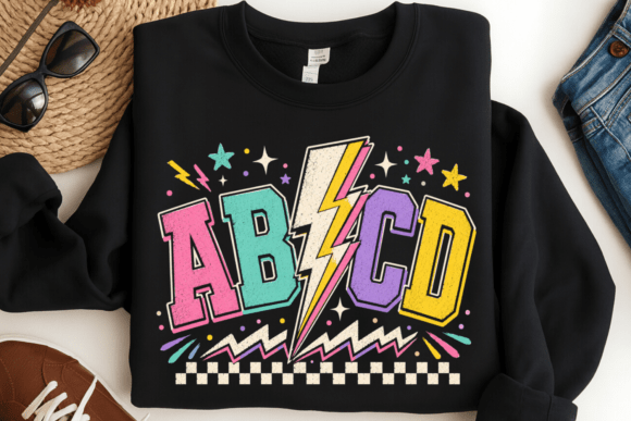 ABCD Lightning Bolt PNG: A Retro Charge for Back to School