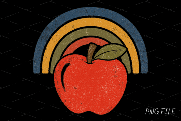 Apple Rainbow Teacher Shirt PNG: A Vintage Classroom Essential