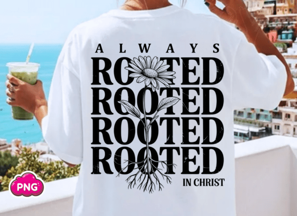 Christian Floral Always Rooted in Christ: A Faith-Driven Design Asset