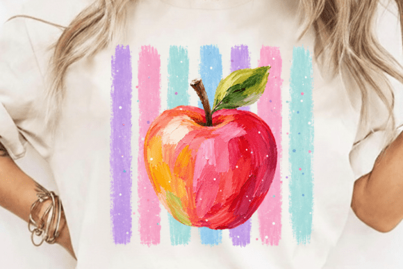 Coastal Apple Stripes Teacher PNG: A Retro Graduation Design