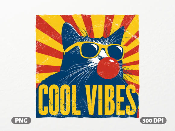 Cool Vibes Retro Cat PNG: Inject Playful Vintage Style