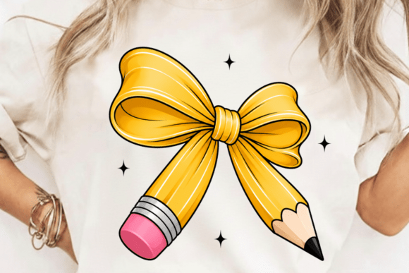 Coquette Pencil Bow Teacher PNG: A Playful Design Asset