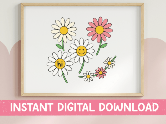 Hi Daisies Smiley Flower Print: Your Retro Design Secret Weapon