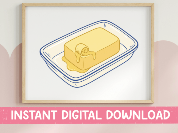 Modern Kitchen Art: The Butter Stick Line Art Print