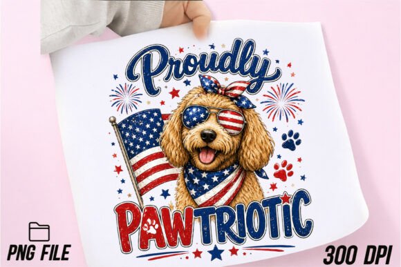 Patriotic Goldendoodle PNG: Your Go-To 4th of July Design Asset