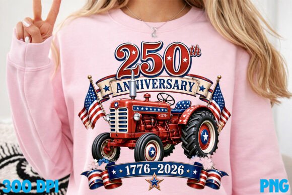 Patriotic Tractor 250th Anniversary PNG: A Design Asset for the Heartland