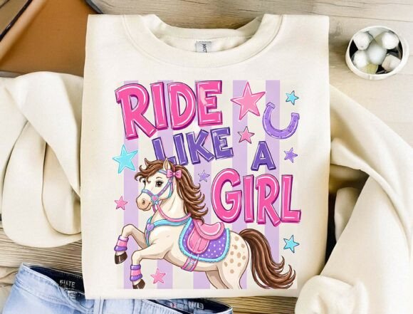 Ride Like a Girl Horse PNG: Equestrian Design Asset