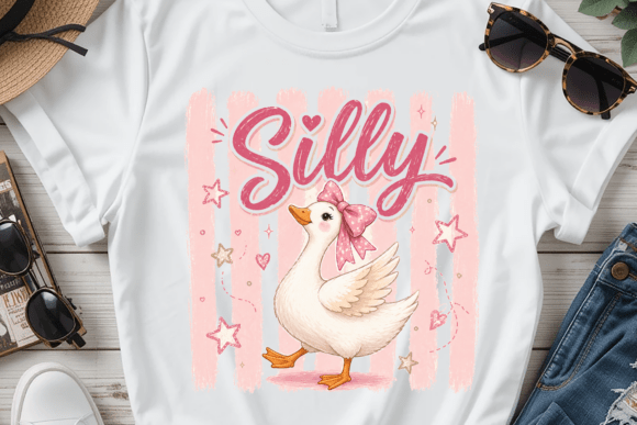 Silly Goose Girl PNG: Goose with Bow Tee for Playful Design