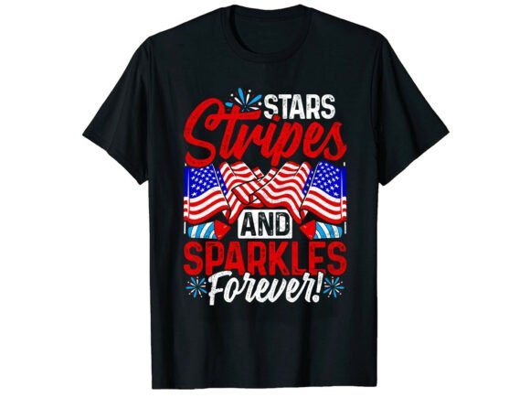 Stars Sparkles 4th of July T-Shirt: Bold Patriotic Design for Independence Day