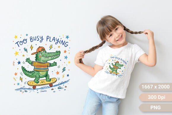 Too Busy Playing: A Cute Alligator Drawing for Playful Projects