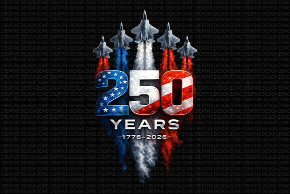 USA 250 Years Patriotic Jets PNG: Dynamic Design for Milestone Moments